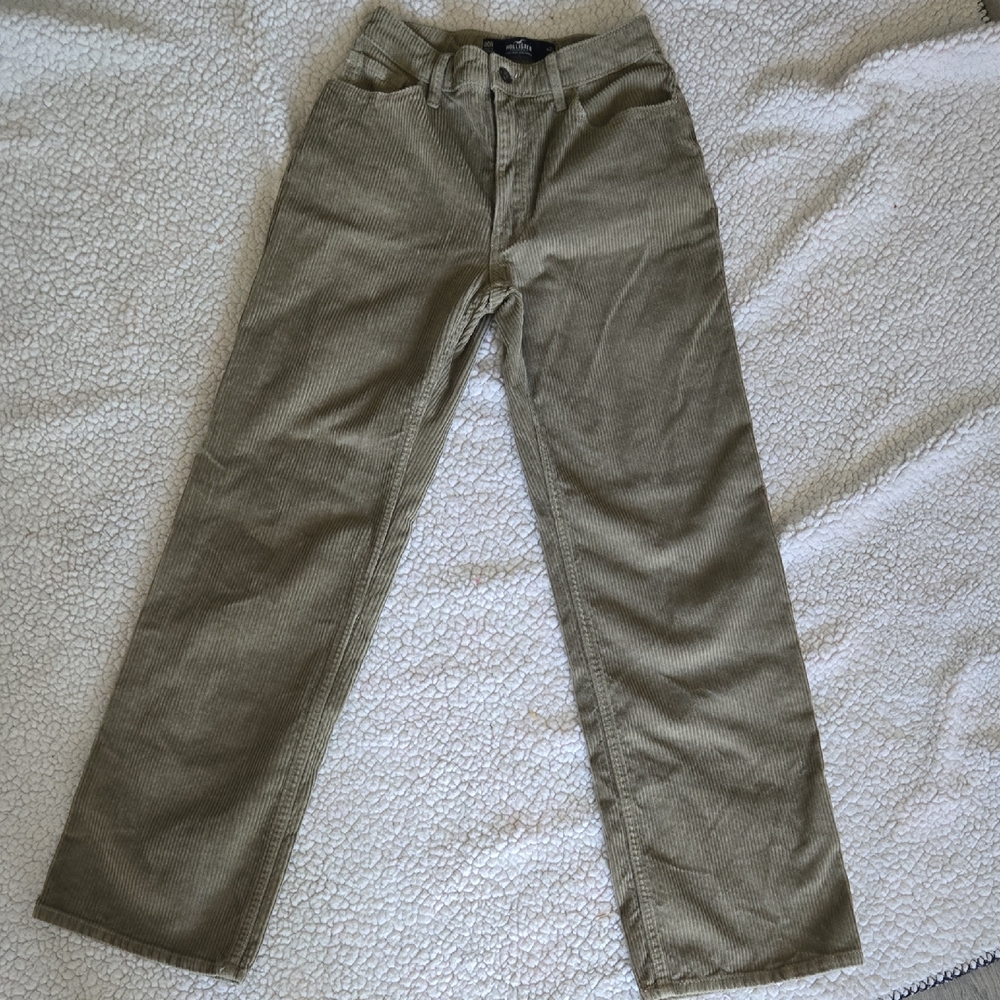 Hollister California High Rise Dad Pants Corduroy Khaki W23 Size 00R